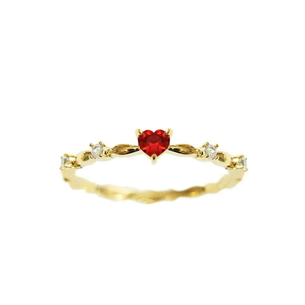 New 14k Gold Over Silver Ruby CZ Heart